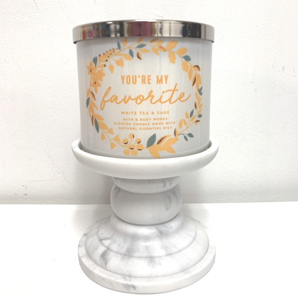 BBW Marble Pedestal 3-Wick Candle Holder